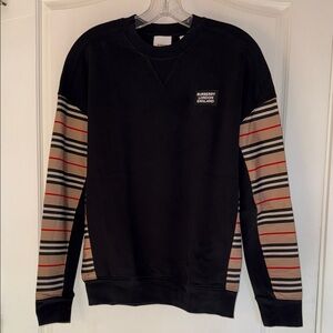 Authentic Burberry Kids Black with Logo Check Sleeves 14Y Excellent Condition